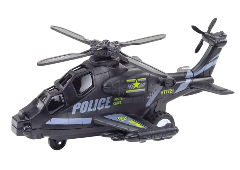 Policijski Helikopter Bijeli Ili Crni Pogon Trenja Svjetlo I Zvuk 3