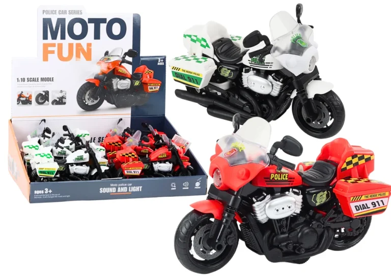 Policijski Motocikl 1:10 Svjetla Zvuci Bijelo Crveno 1