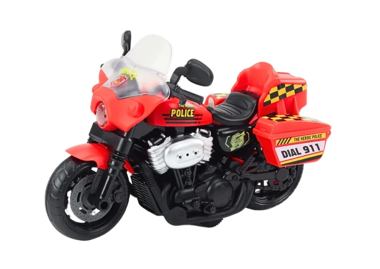 Policijski Motocikl 1:10 Svjetla Zvuci Bijelo Crveno 2