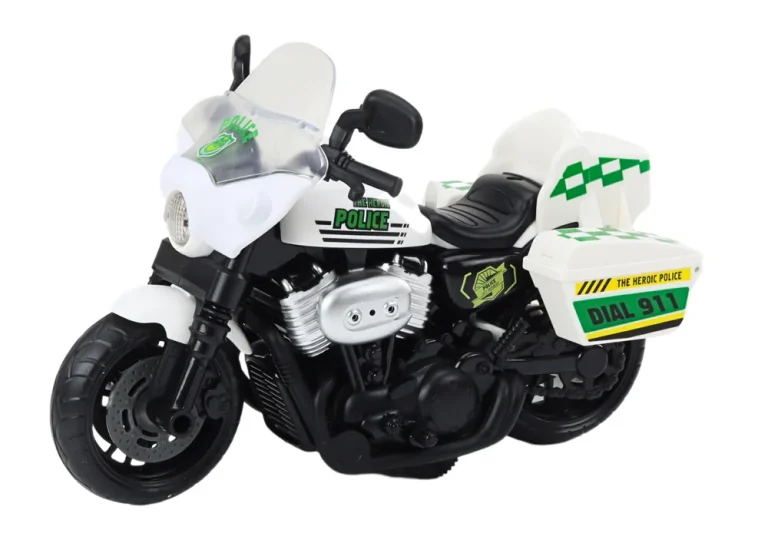 Policijski Motocikl 1:10 Svjetla Zvuci Bijelo Crveno 3