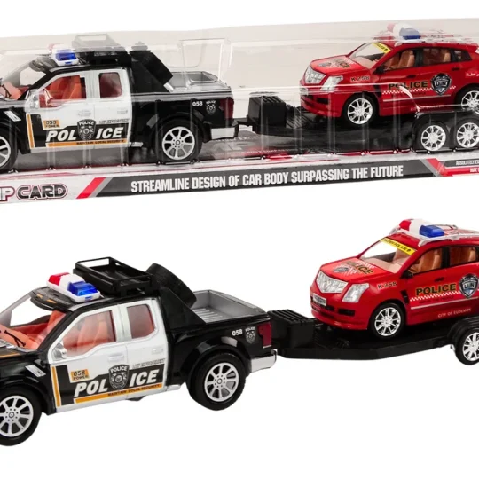 Policijski Set Kamionet, Terenski Auto I Vučna Prikolica, 60 × 12 × 11 Cm 1
