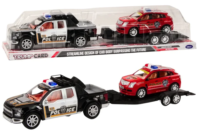 Policijski Set Kamionet, Terenski Auto I Vučna Prikolica, 60 × 12 × 11 Cm 1