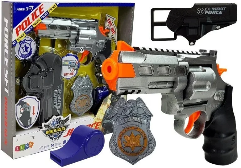 Policijski Set Revolver 20 Cm, Futrola, Značka I Zviždaljka 1