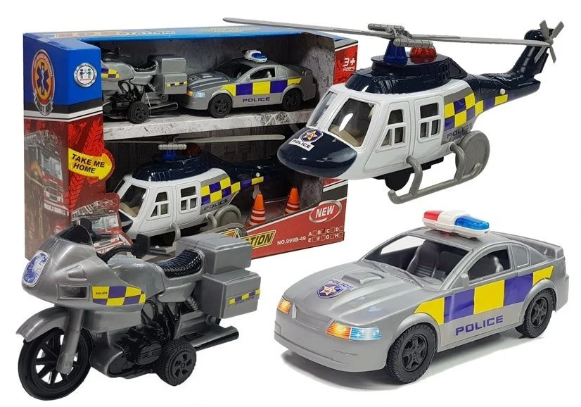 Policijski Set S Helikopterom, Autom I Motorom 1