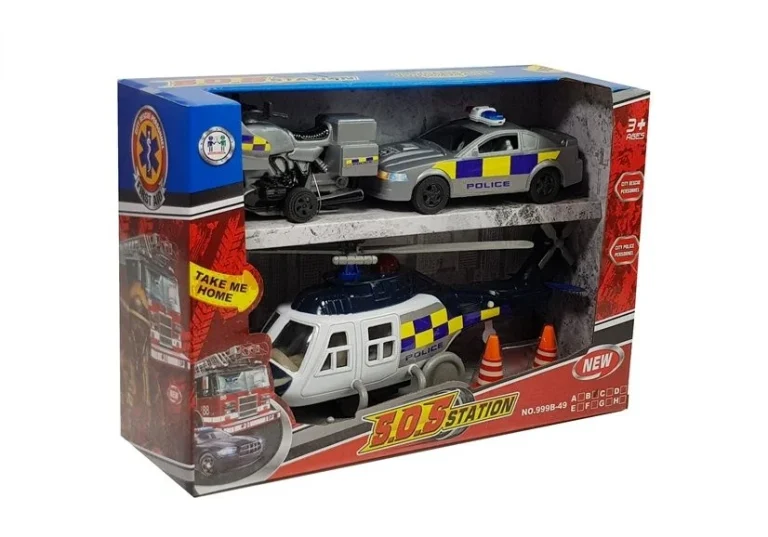 Policijski Set S Helikopterom, Autom I Motorom 5