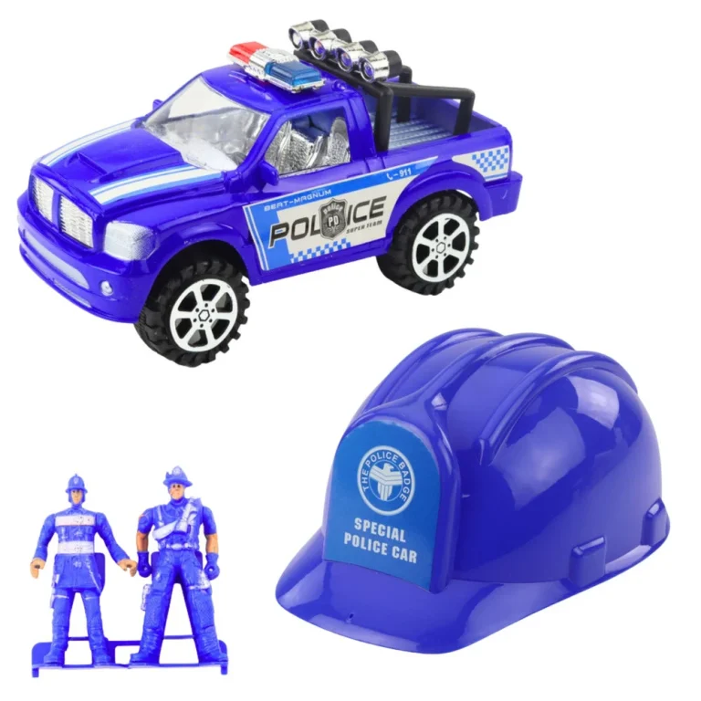 Policijski Set S Kacigom, Kamion I Terensko Vozilo, Plavi 3