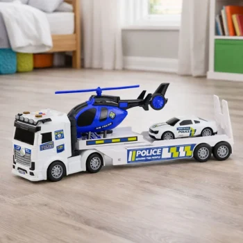 Policijski Set, Vučni Kamion, Auto I Helikopter, Svjetla I Zvuk 3