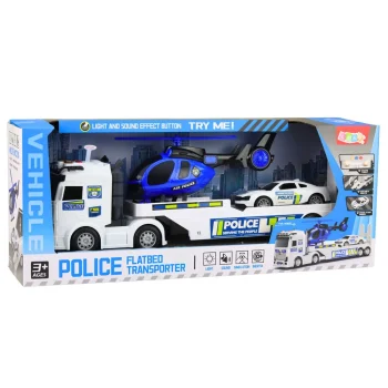 Policijski Set, Vučni Kamion, Auto I Helikopter, Svjetla I Zvuk 7