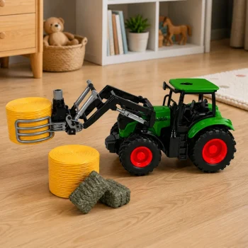 Poljoprivredni Set Traktor S Hvataljkom Za Bale I Prikolica, 1:24 6