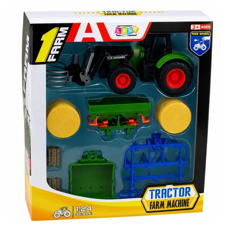 Poljoprivredni Set Traktor S Hvataljkom Za Bale I Prikolica, 1:24 7