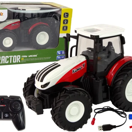 Poljoprivredni Traktor 1:24 Daljinski Upravljani R/c Pilot Farma Bijela Crvena 1