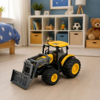 Poljoprivredni Traktor S Buldožerom, žuti, Svjetla I Zvuk, 1:24 4