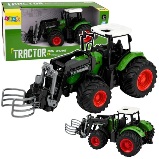 Poljoprivredni Traktor S Hvataljkom Za Bale, Gumeni Kotači, Zeleni 1:24 1