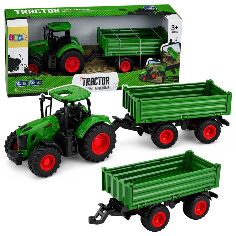 Poljoprivredni Traktor S Kiper Prikolicom, Zeleni, 1:24 1