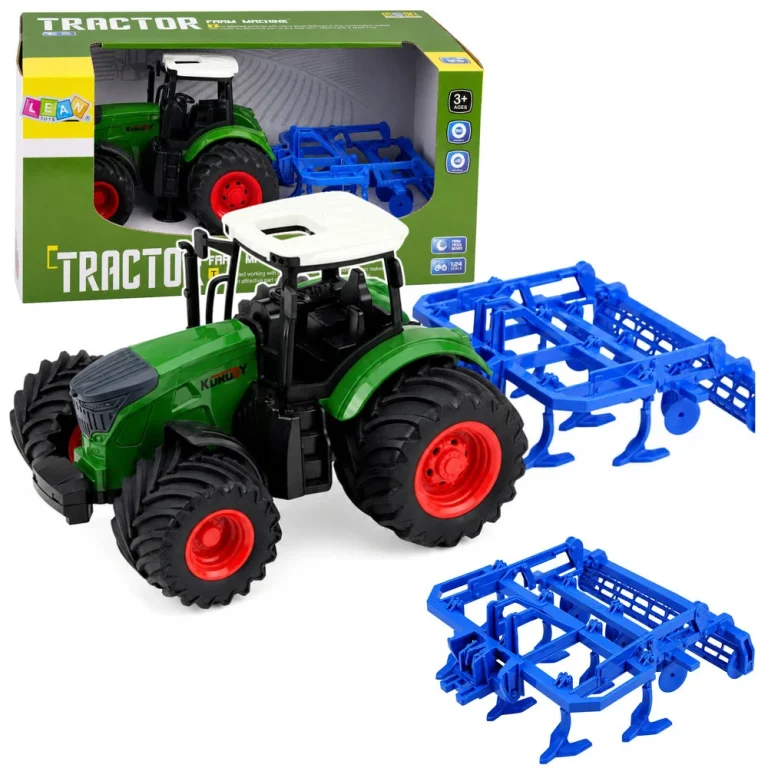 Poljoprivredni Traktor S Kultivatorom Za Obradu Tla, Zeleni 1:24 1
