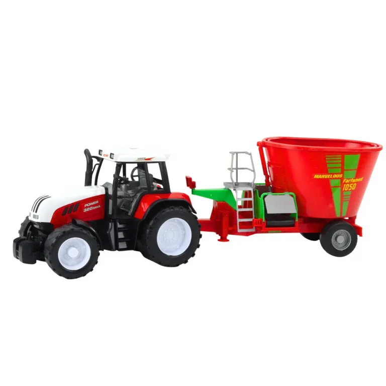 Poljoprivredni Traktor S Prikolicom I Mješalicom Za Stočnu Hranu, Crveni 60 Cm 2