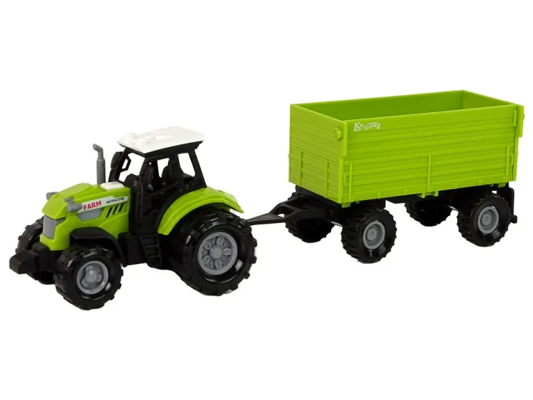 Poljoprivredni Traktor S Prikolicom I Svjetlima Zvuči Zeleno 2
