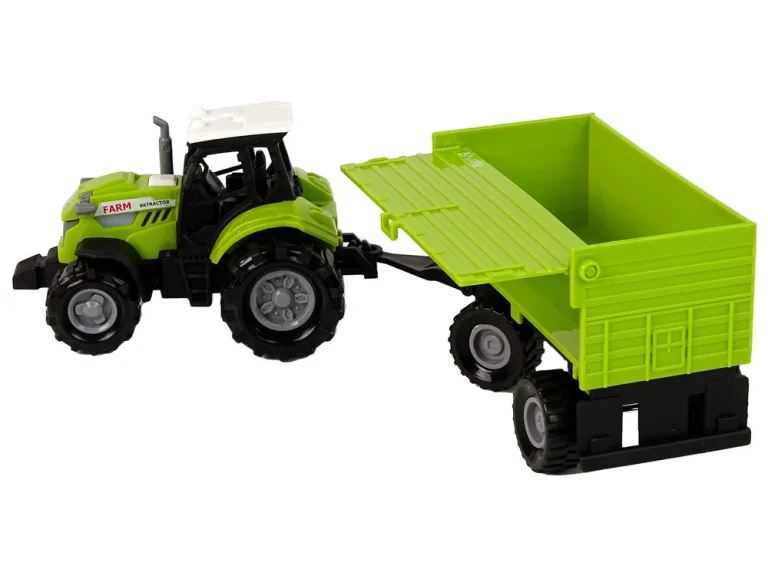 Poljoprivredni Traktor S Prikolicom I Svjetlima Zvuči Zeleno 3