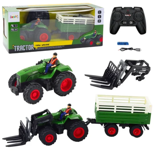 Poljoprivredni Traktor S Prikolicom I Vilicama Na Daljinsko Upravljanje Rc 2.4g 1