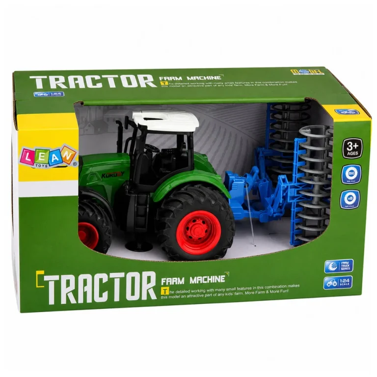 Poljoprivredni Traktor S Valjkom, Zeleni, 1:24 6