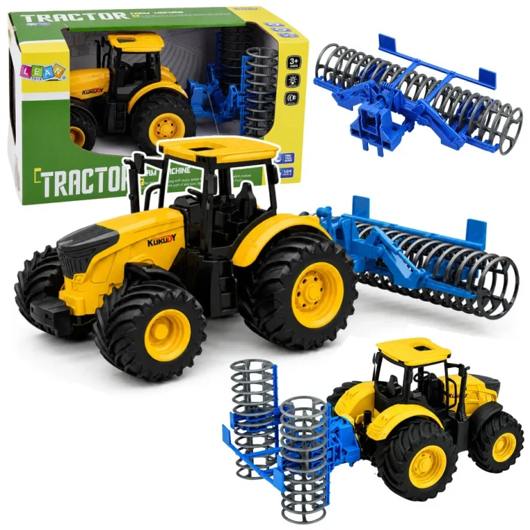 Poljoprivredni Traktor S Valjkom, žuti, Svjetla I Zvuk, 1:24 1