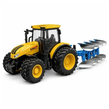 Poljoprivredni Traktor S Višebrazdnim Plugom, žuti, Svjetla I Zvuk, 1:24 2