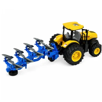 Poljoprivredni Traktor S Višebrazdnim Plugom, žuti, Svjetla I Zvuk, 1:24 3