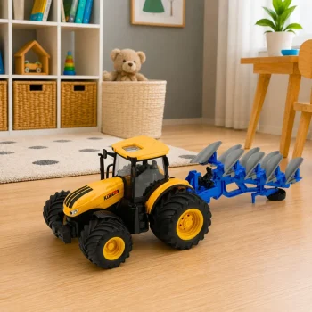 Poljoprivredni Traktor S Višebrazdnim Plugom, žuti, Svjetla I Zvuk, 1:24 4