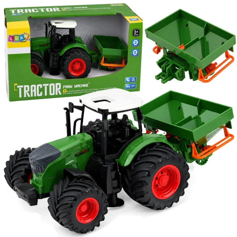 Poljoprivredni Traktor Sa Sijačicom, Zeleni, 1:24 1