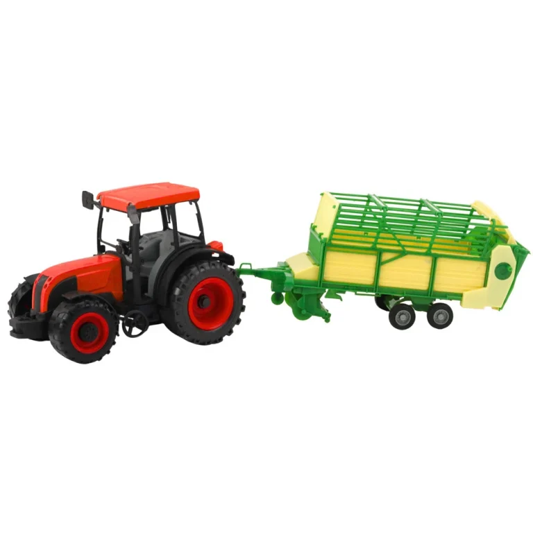 Poljoprivredni Traktor Sa Zeleno žutom Prikolicom, Crveni 50 Cm 2