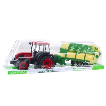Poljoprivredni Traktor Sa Zeleno žutom Prikolicom, Crveni 50 Cm 5