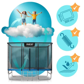 Pravokutni Vrtni Trampolin Neo Sport 305 × 213 Cm, 10 × 7 Ft, Vanjska Mreža I Ljestve 3