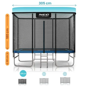 Pravokutni Vrtni Trampolin Neo Sport 305 × 213 Cm, 10 × 7 Ft, Vanjska Mreža I Ljestve 5