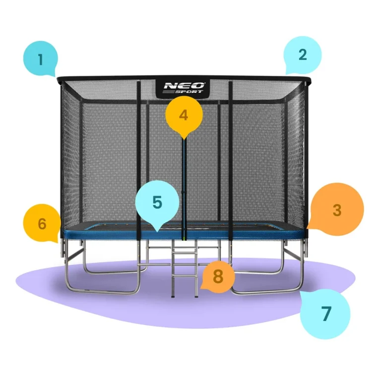Pravokutni Vrtni Trampolin Neo Sport 305 × 213 Cm, 10 × 7 Ft, Vanjska Mreža I Ljestve 8
