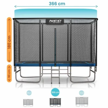Pravokutni Vrtni Trampolin Neo Sport, 366 × 244 Cm (12 × 8 Ft), Vanjska Mreža I Ljestve 11