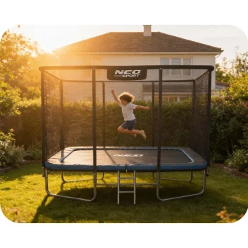 Pravokutni Vrtni Trampolin Neo Sport, 366 × 244 Cm (12 × 8 Ft), Vanjska Mreža I Ljestve 14