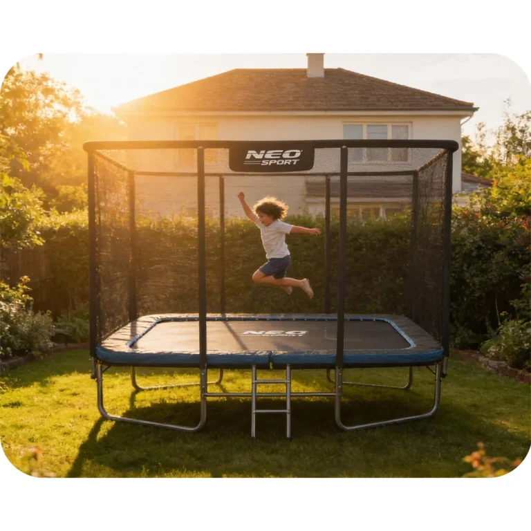 Pravokutni Vrtni Trampolin Neo Sport, 366 × 244 Cm (12 × 8 Ft), Vanjska Mreža I Ljestve 14
