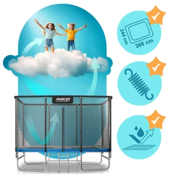Pravokutni Vrtni Trampolin Neo Sport, 366 × 244 Cm (12 × 8 Ft), Vanjska Mreža I Ljestve 3