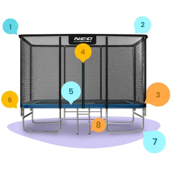 Pravokutni Vrtni Trampolin Neo Sport, 366 × 244 Cm (12 × 8 Ft), Vanjska Mreža I Ljestve 8