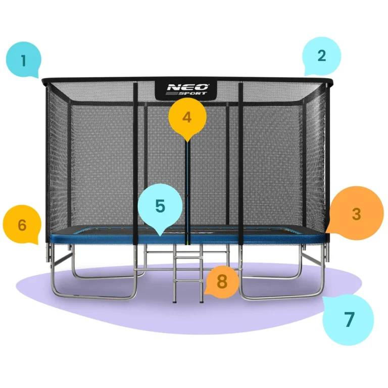 Pravokutni Vrtni Trampolin Neo Sport, 366 × 244 Cm (12 × 8 Ft), Vanjska Mreža I Ljestve 8