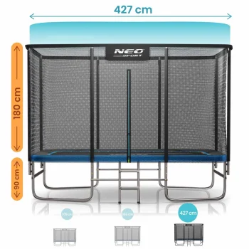 Pravokutni Vrtni Trampolin Neo Sport, 427 × 305 Cm (14 × 10 Ft), Vanjska Mreža I Ljestve 11