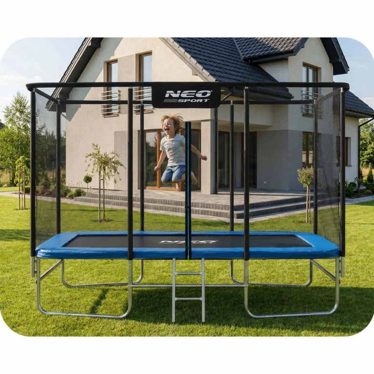 Pravokutni Vrtni Trampolin Neo Sport, 427 × 305 Cm (14 × 10 Ft), Vanjska Mreža I Ljestve 14