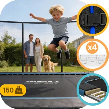 Pravokutni Vrtni Trampolin Neo Sport, 427 × 305 Cm (14 × 10 Ft), Vanjska Mreža I Ljestve 4