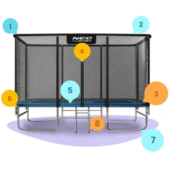 Pravokutni Vrtni Trampolin Neo Sport, 427 × 305 Cm (14 × 10 Ft), Vanjska Mreža I Ljestve 8