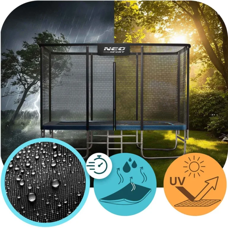 Pravokutni Vrtni Trampolin Neo Sport, 427 × 305 Cm (14 × 10 Ft), Vanjska Mreža I Ljestve 9