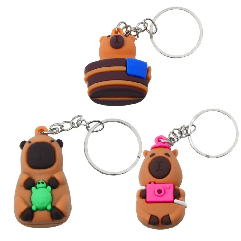 Privjesak Za Ključeve Capybara S Kornjačom I Kamerom U Kadi U Obliku Kruga 1