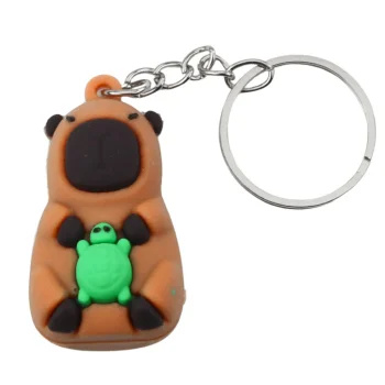 Privjesak Za Ključeve Capybara S Kornjačom I Kamerom U Kadi U Obliku Kruga 4