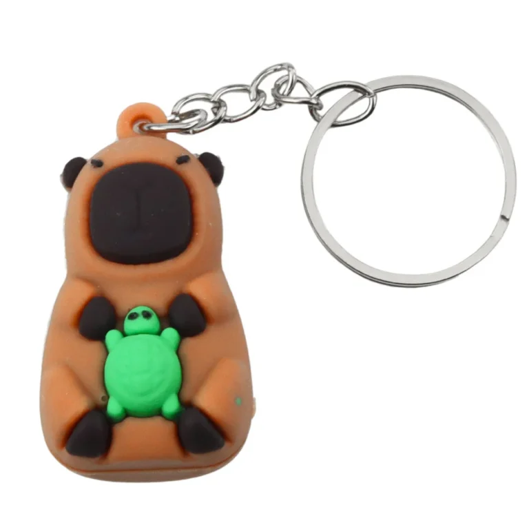 Privjesak Za Ključeve Capybara S Kornjačom I Kamerom U Kadi U Obliku Kruga 4