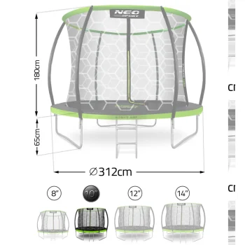 Profilirani Vrtni Trampolin Neo Sport, Ø 312 Cm (10 Ft), Unutarnja Mreža, Siva, Var. Ns 10c221 13