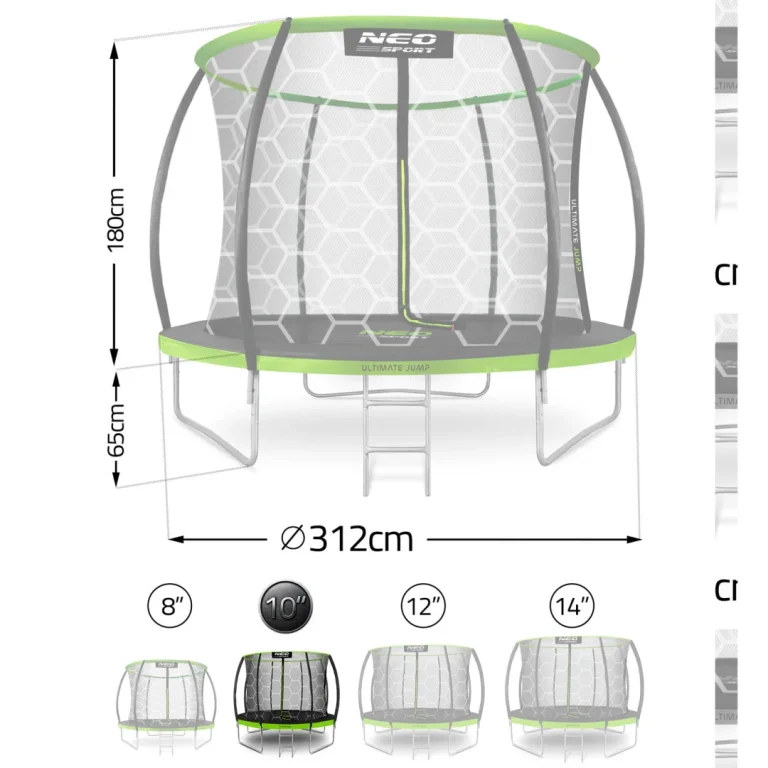 Profilirani Vrtni Trampolin Neo Sport, Ø 312 Cm (10 Ft), Unutarnja Mreža, Siva, Var. Ns 10c221 13